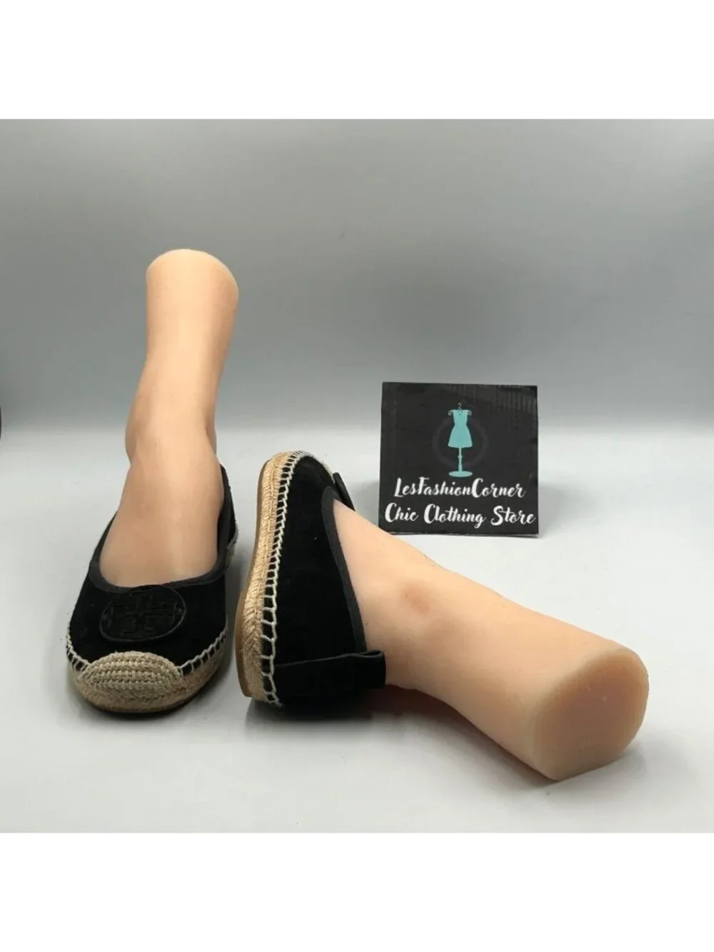 Tory Burch Women's Black Velvet Minnie Espadrille Slip on Flats Size 6 3617